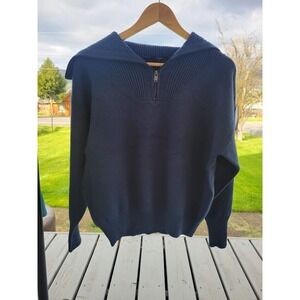 Tahari Blue/Green Pullover 1/4 Zip Sweater Size S